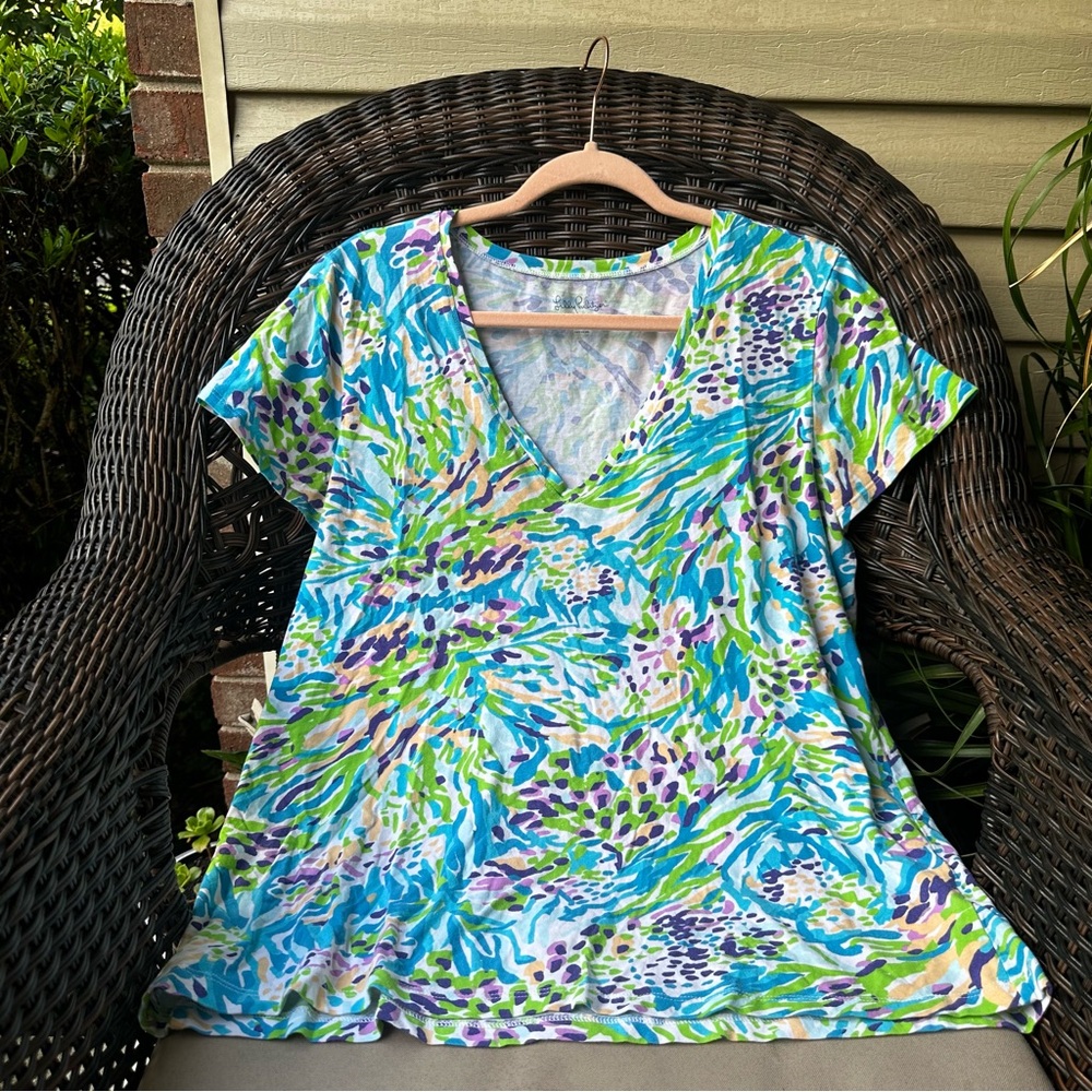 Lilly Pulitzer Sea Soiree V Neck XL